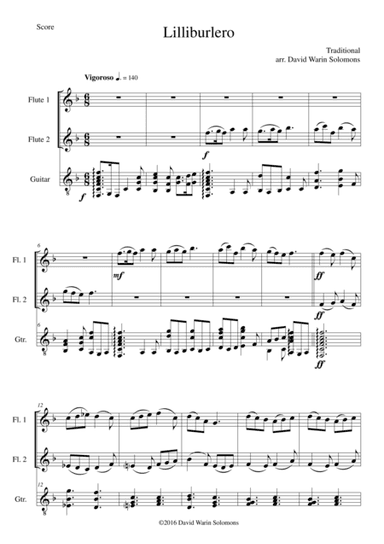 Lilliburlero for 2 flutes and guitar (arr. David Warin Solomons)