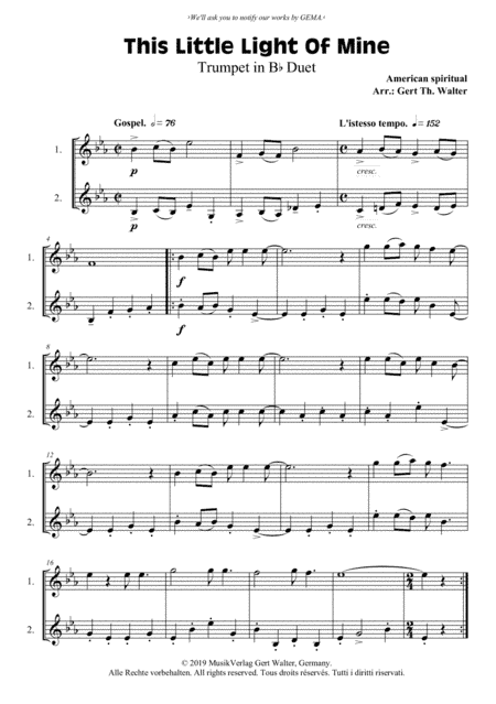 This Little Light Of Mine (arr. Gert Th. Walter)