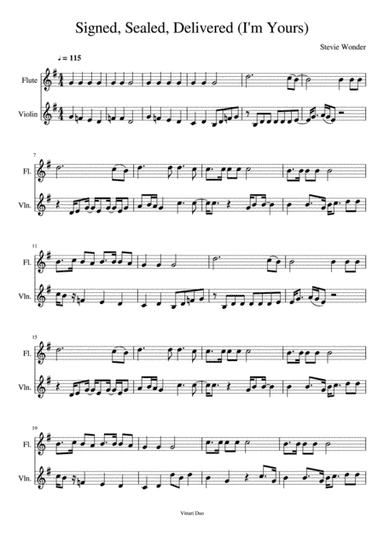 Signed, Sealed, Delivered I'm Yours (arr. Nia Squirrell, Vittari Duo)