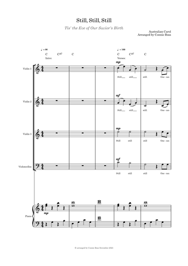 Still Still Still "Tis the Eve of our Savior's Birth String quartet and piano (arr. Connie Boss)