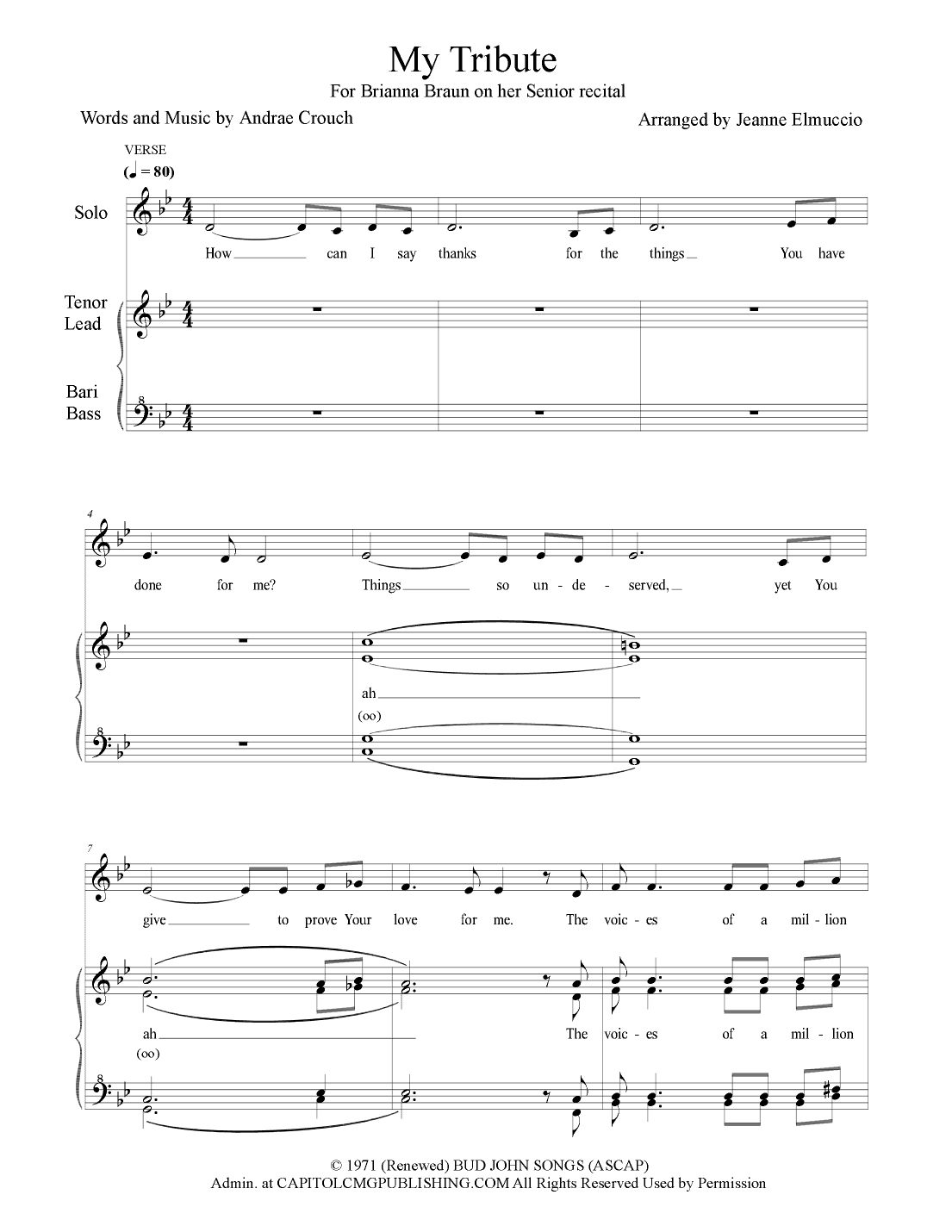 My Tribute (arr. Jeanne Elmuccio)