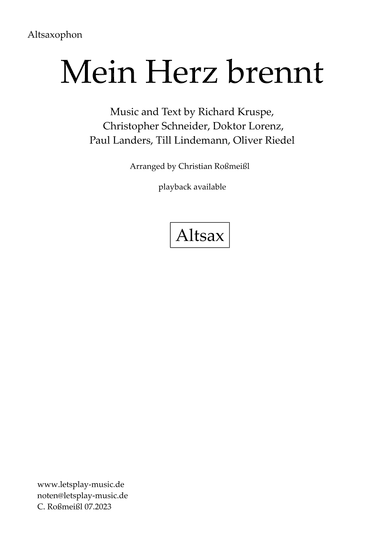 Mein Herz Brennt (arr. Christian Roßmeißl)