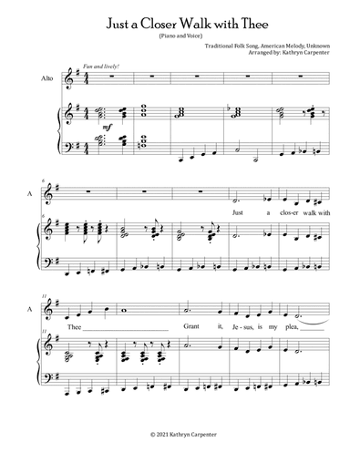 Just a Closer Walk with Thee (Piano and Voice) (arr. Kathryn Carpenter)