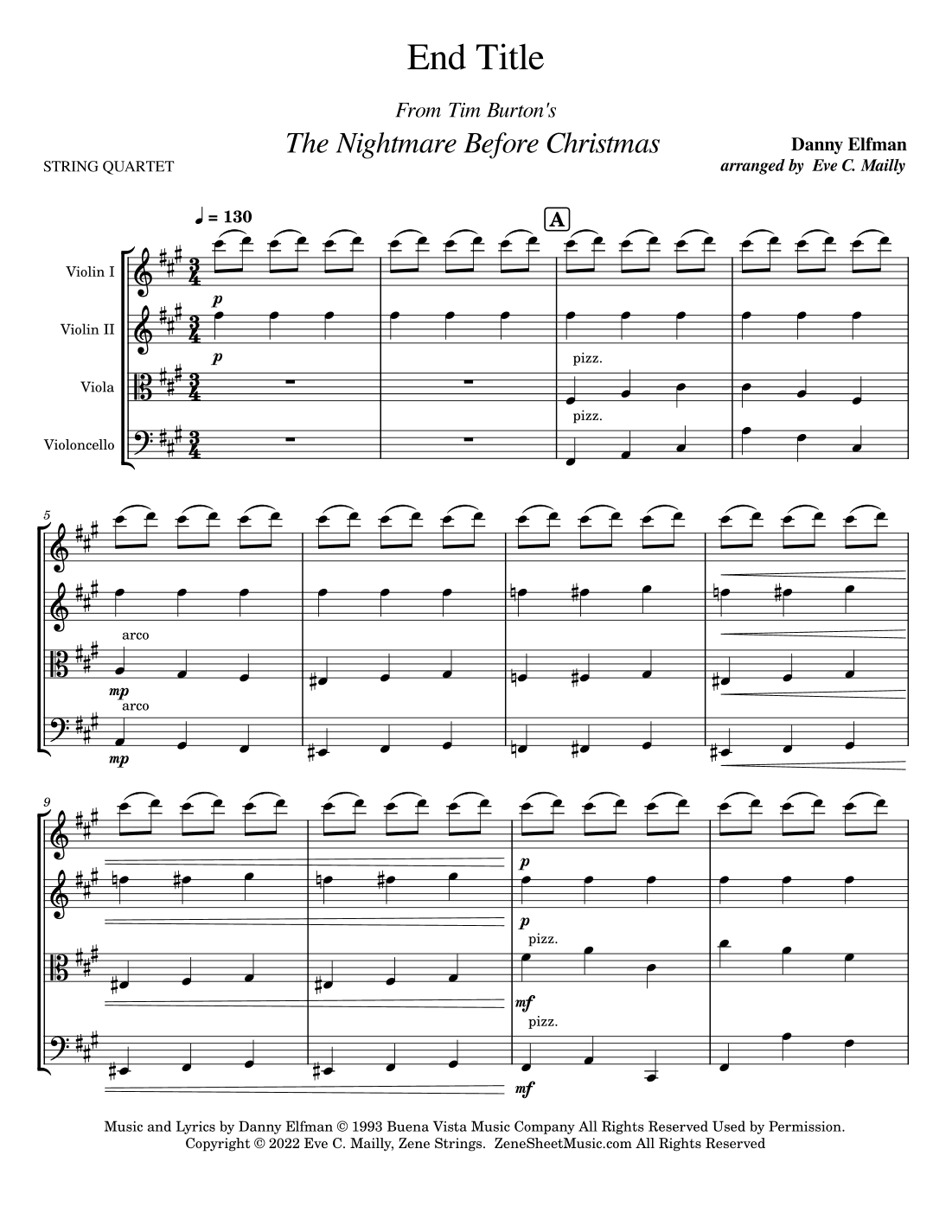 Nightmare Before Christmas (end Titles) (arr. Eve C. Mailly - Zene Strings)