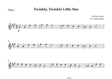 Twinkle, Twinkle Little Star for Oboe Solo (arr. Fabio Britto)