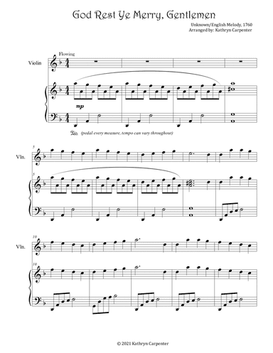 God Rest Ye Merry, Gentlemen (Piano and Violin) (arr. Kathryn Carpenter)