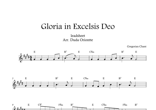 Gloria in excelsis Deo (E major - no lyrics) (arr. Duda Oriontte)