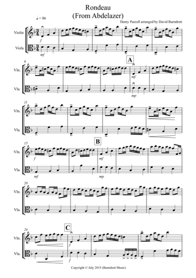 Rondeau from (Abdelazer) for Violin and Viola Duet (arr. David Burndrett)