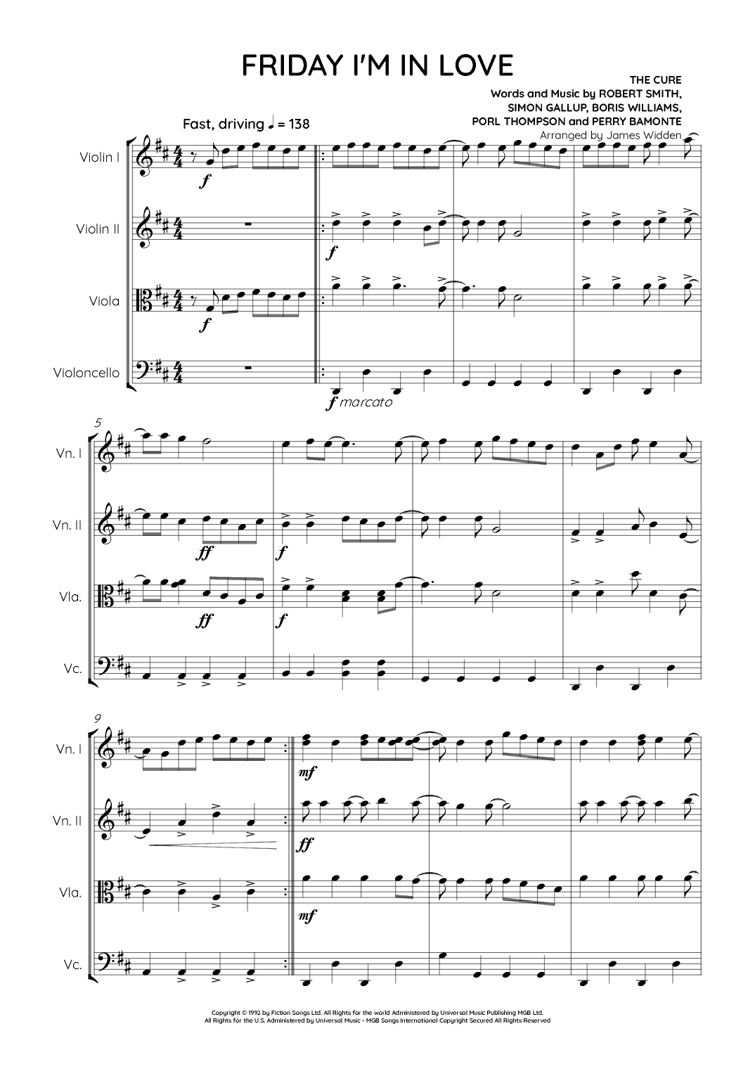 Friday I'm In Love (arr. James Widden)