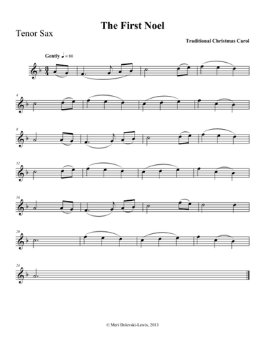 The First Noel: B flat saxes (arr. Meri Dolevski)