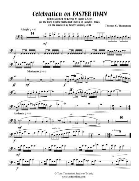 Celebration on EASTER HYMN (trombone 2 score) (arr. Thomas C. Thompson)