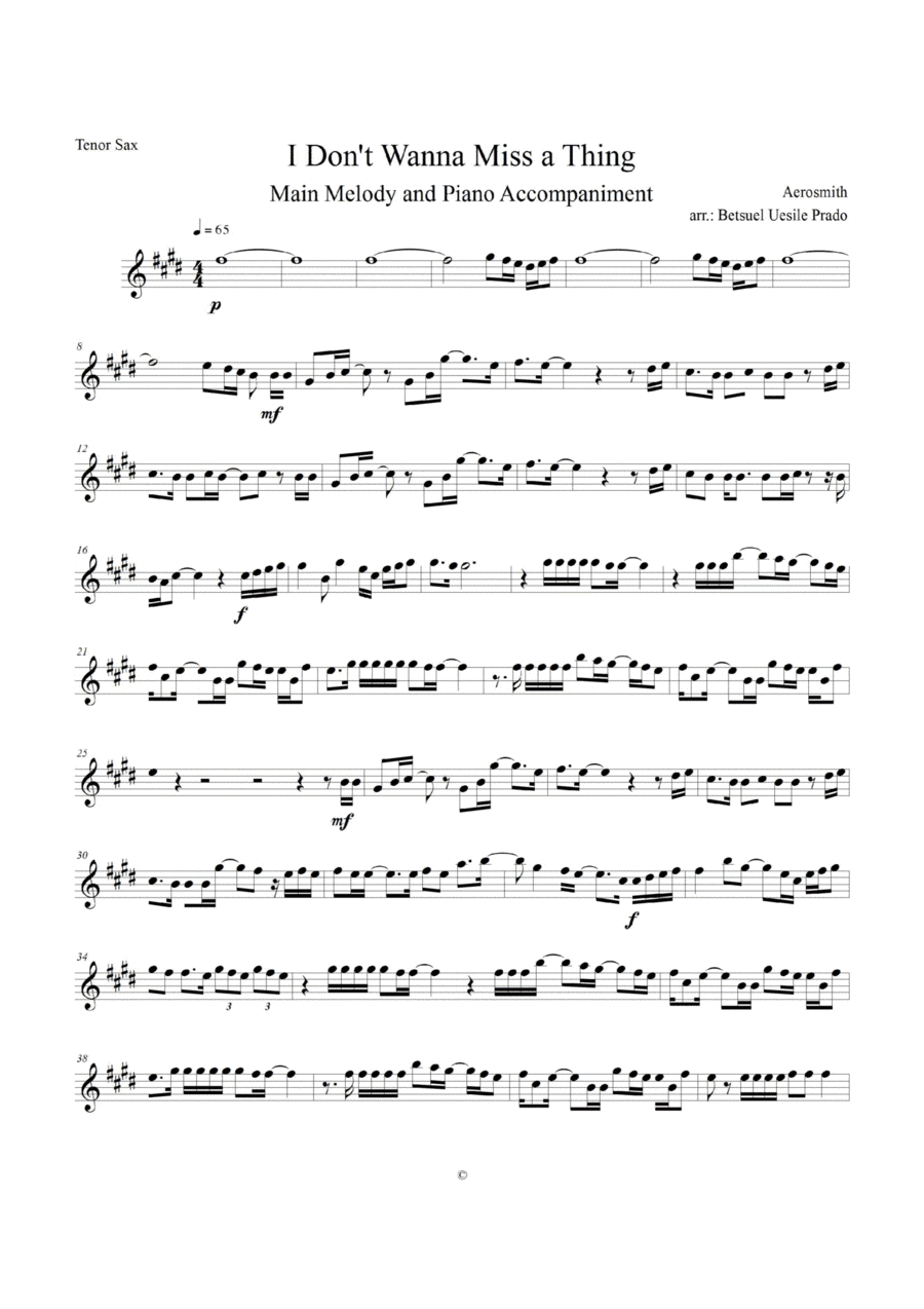 I Don't Want To Miss A Thing (arr. Betsuel Uesile Prado)
