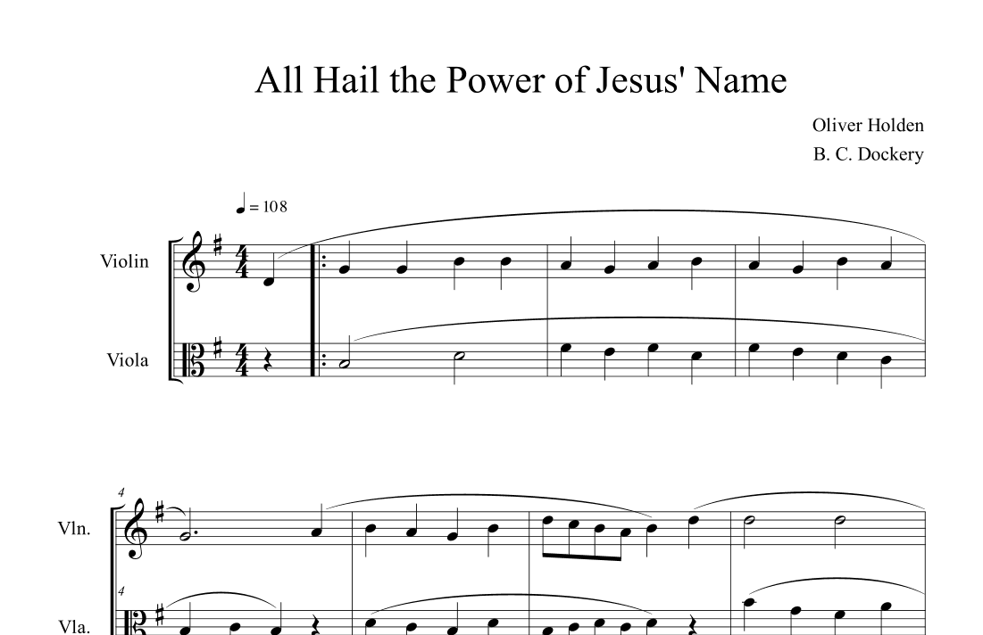 All Hail the Power of Jesus' Name (Violin and Viola Duet) (arr. B. C. Dockery)