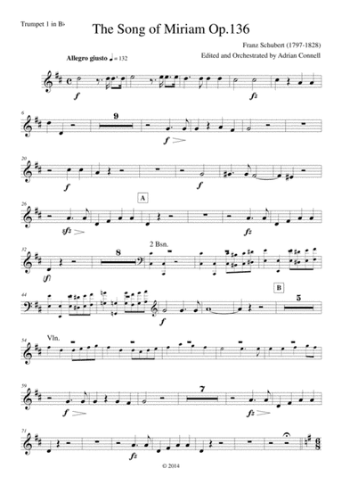 Schubert - The Song of Miriam Op.136 - Trumpet 1 (arr. Adrian Connell)