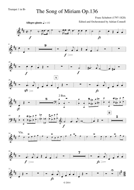 Schubert - The Song of Miriam Op.136 - Trumpet 1 (arr. Adrian Connell)