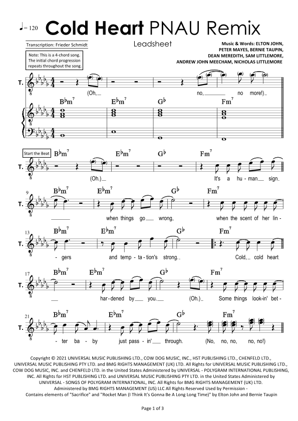 Cold Heart (pnau Remix) (arr. Frieder Schmidt)