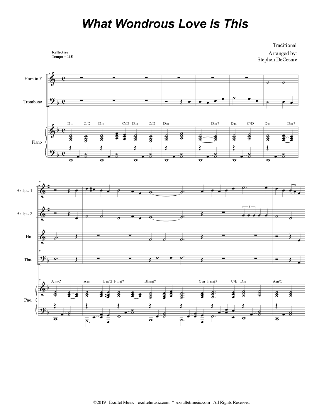 What Wondrous Love Is This (for Brass Quartet and Piano) (arr. Stephen DeCesare)