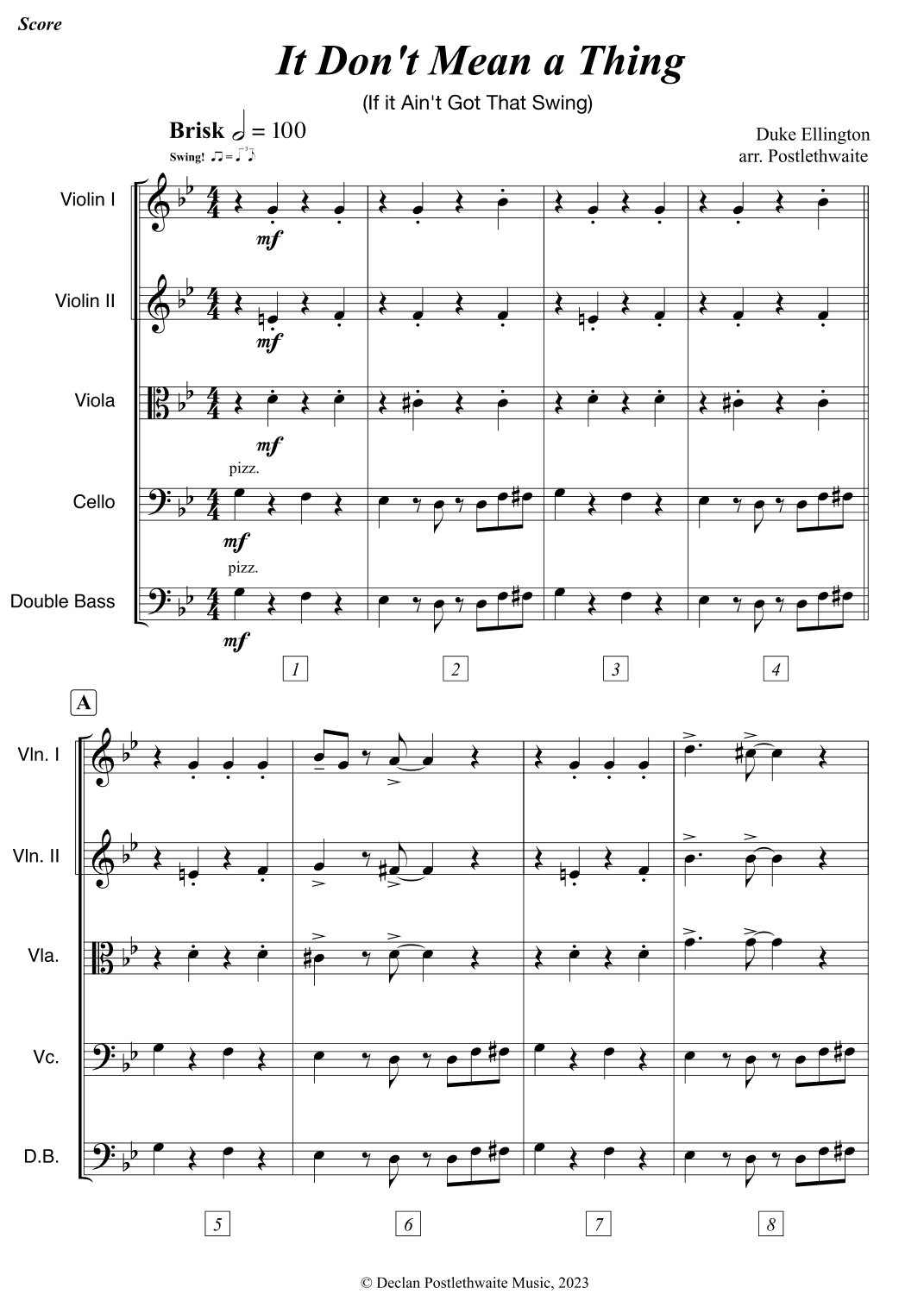 It Don't Mean A Thing (if It Ain't Got That Swing) (arr. Declan Postlethwaite)