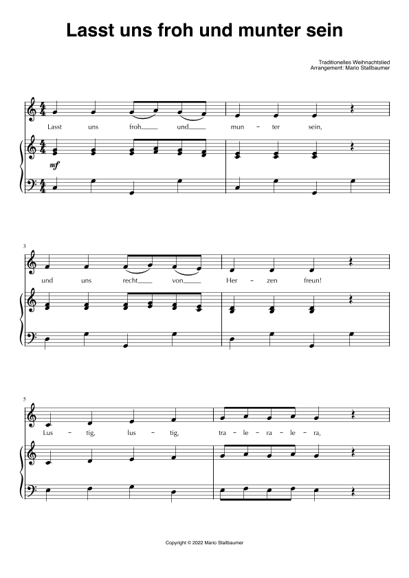 Lasst uns froh und munter sein (arr. Mario Stallbaumer)