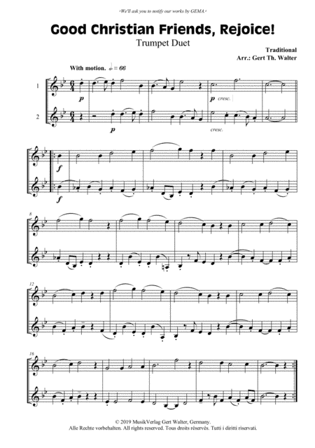 Good Christian Friends, Rejoice! (arr. Gert Th. Walter)