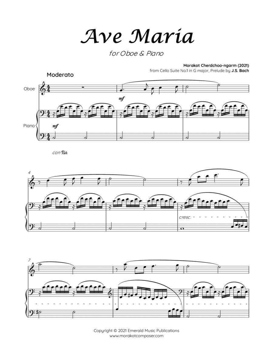 Ave Maria on BACH Cello Suite for Oboe & Piano