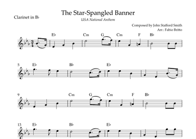 The Star Spangled Banner (USA National Anthem) for Clarinet in Bb Solo with Chords (Db Major) (arr. Fabio Britto)