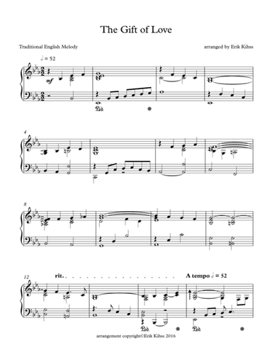 The Gift of Love (When Love is Found) - piano arrangement by Erik Kihss (arr. Erik Kihss)