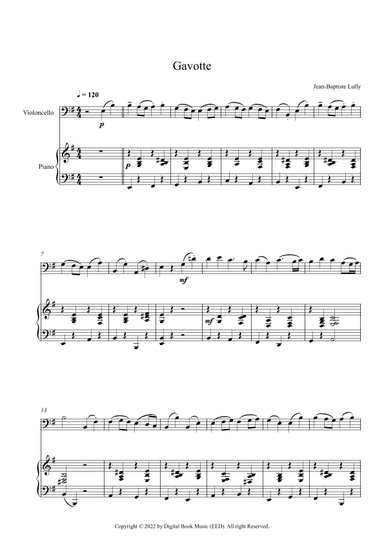 Gavotte - Jean-Baptiste Lully (Cello + Piano) (arr. Digital Book Music)