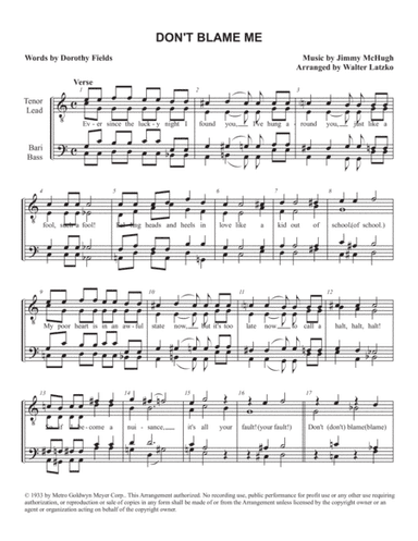 Don't Blame Me (arr. Walter Latzko)