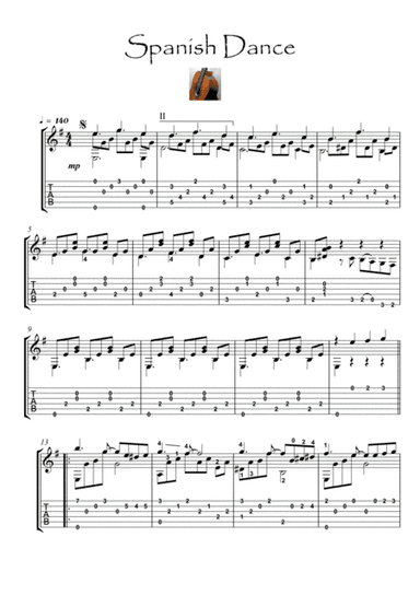 Spanish Dance Guitar Solo (arr. PianoSheetNow)