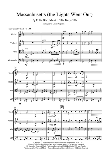 Massachusetts (the Lights Went Out) (arr. Linda Dalgliesh)