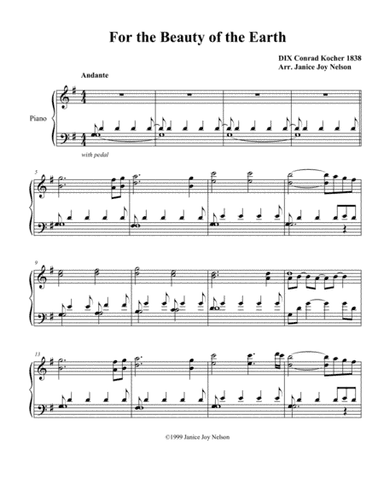 For the Beauty of the Earth (arr. Arranged by Janice J Nelson)