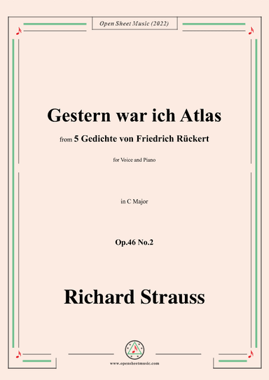 Richard Strauss-Gestern war ich Atlas,in C Major,Op.46 No.2 (arr. OSM Press)