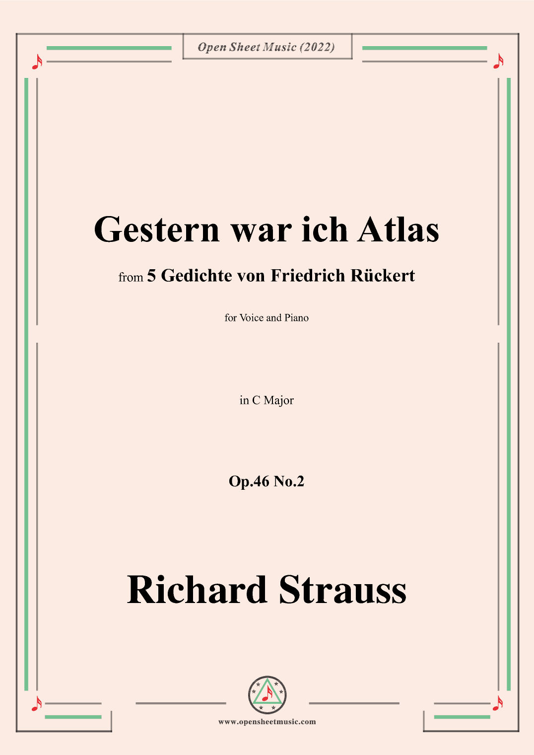 Richard Strauss-Gestern war ich Atlas,in C Major,Op.46 No.2 (arr. OSM Press)