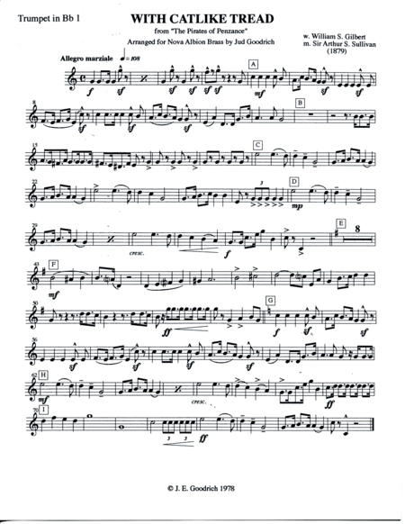 "With Catlike Tread" for brass quintet (arr. Jud Goodrich)