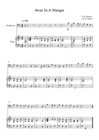 Away In A Manger, James Ramsey Murray, For Trombone & Piano (arr. Eugene Egorov)