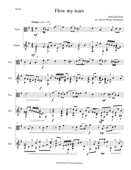 Flow my tears for viola and guitar (without divisions) (arr. David Warin Solomons)