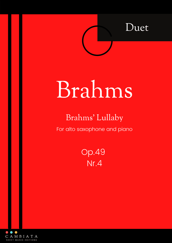 Brahms' Lullaby - Solo alto saxophone and piano accompaniment (Easy) (arr. Levy Nunes)