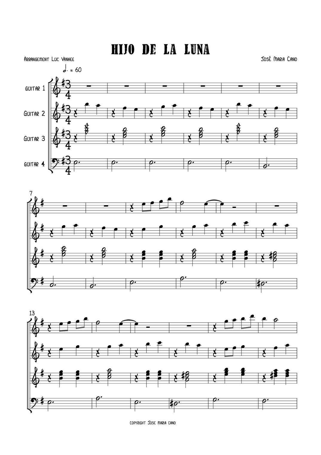 Hijo De La Luna (arr. Luc Vanhee)