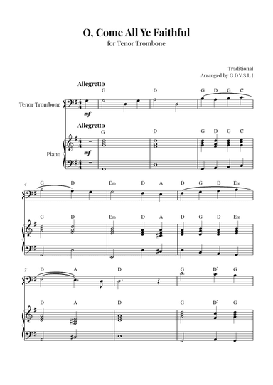 O, Come All Ye Faithful (arr. G.D.V.S.L.J)