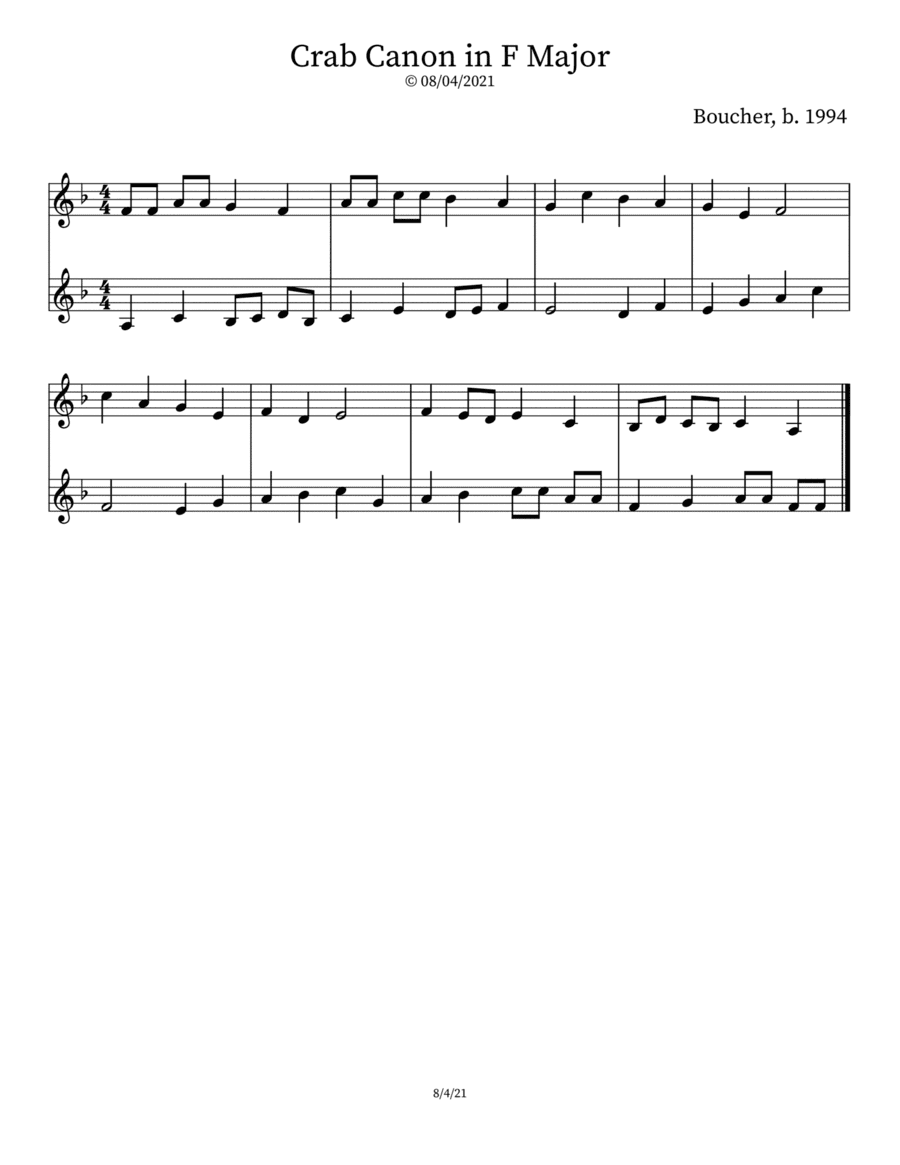 Crab Canon in F Major