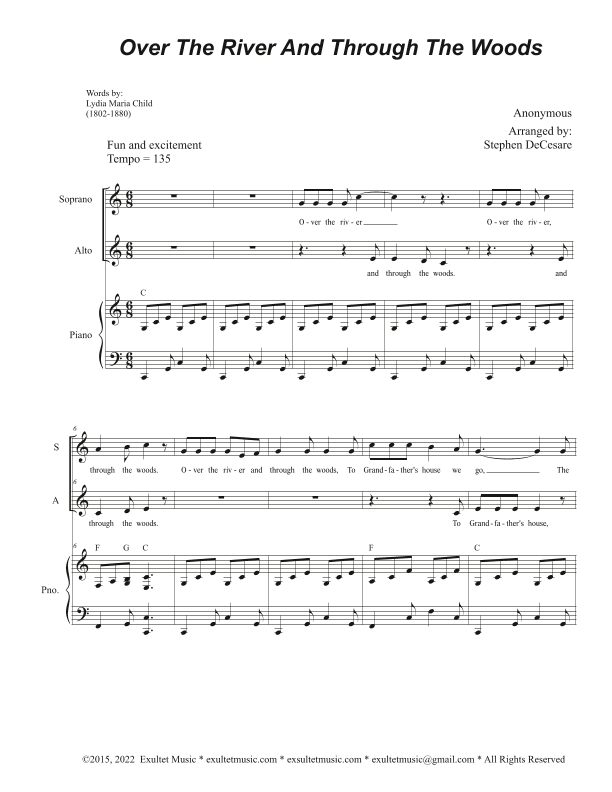 Over The River And Through The Woods (Duet for Soprano and Alto solo) (arr. Stephen DeCesare)