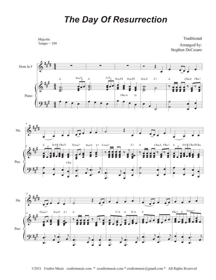 The Day Of Resurrection (French Horn solo - Piano accompaniment) (arr. Stephen DeCesare)