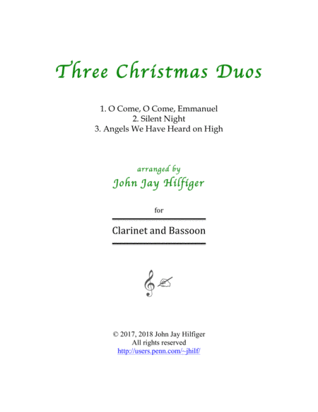Three Christmas Duos for Clarinet and Bassoon (arr. John Jay Hilfiger)