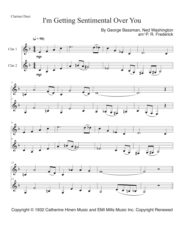 I'm Getting Sentimental Over You (arr. P. R. Frederick)