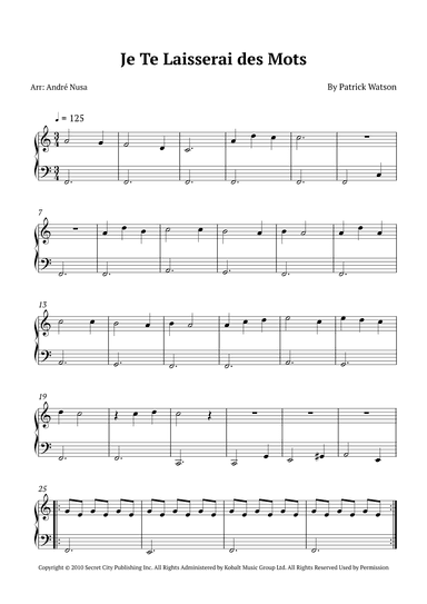 Je Te Laisserai Des Mots (arr. André Nusa)