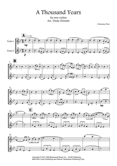 A Thousand Years (arr. Duda Oriontte)