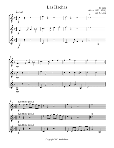 Las Hachas (Guitar Trio) - Score and Parts (arr. Kevin Love)