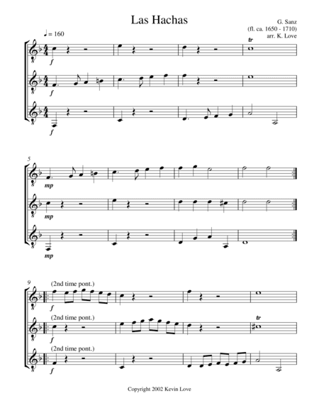 Las Hachas (Guitar Trio) - Score and Parts (arr. Kevin Love)