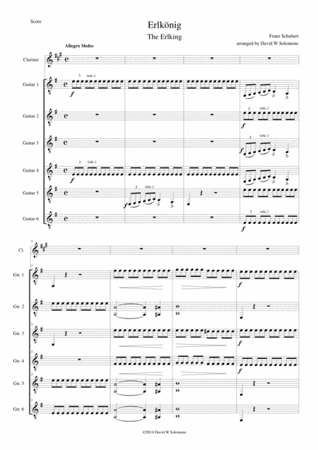 Erlkönig (The Erlking) for clarinet and 6 guitars (arr. David Warin Solomons)